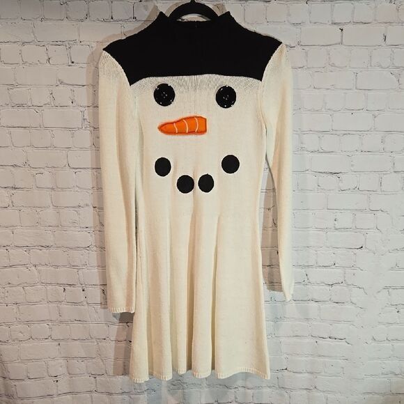 Xhilaration snowman face sweater mini dress size M - Picture 1 of 9